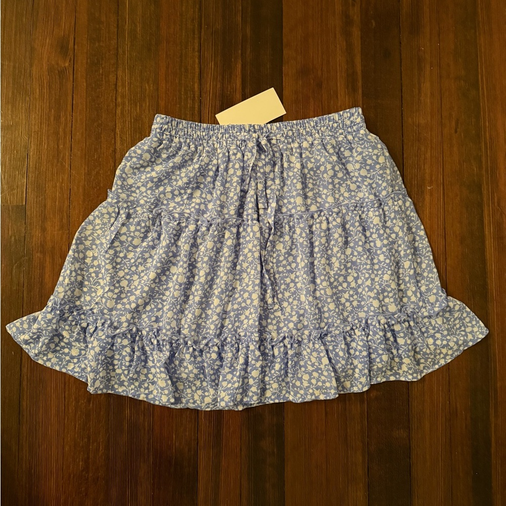 Sienna Sky Blue Ruffled Skater Mini Skirt